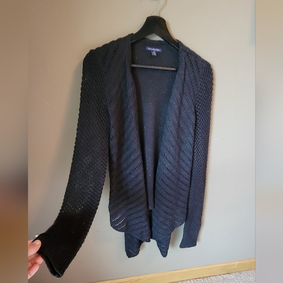 American Eagle Super Soft Comfy Cozy Wool Open Cardigan Sweater Black Size Small - Picture 1 of 10
